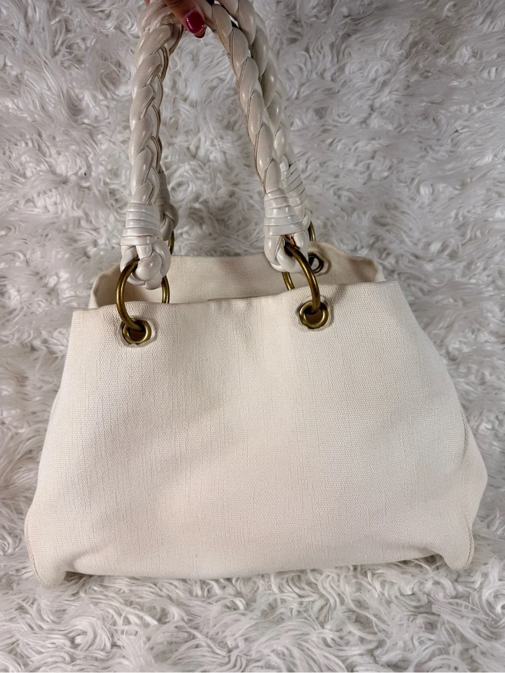 Bottega Veneta Cream Braided-Handle Tote